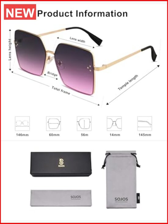 Trendy Square Sunglasses Oversized Designer Style UV Protection Wrap Around main image 5